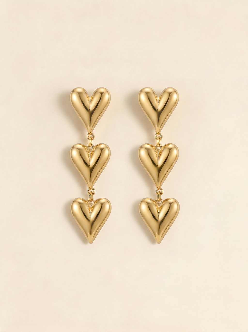 Elegant Three-Heart Dangling Earrings – Chic Party Jewelry
