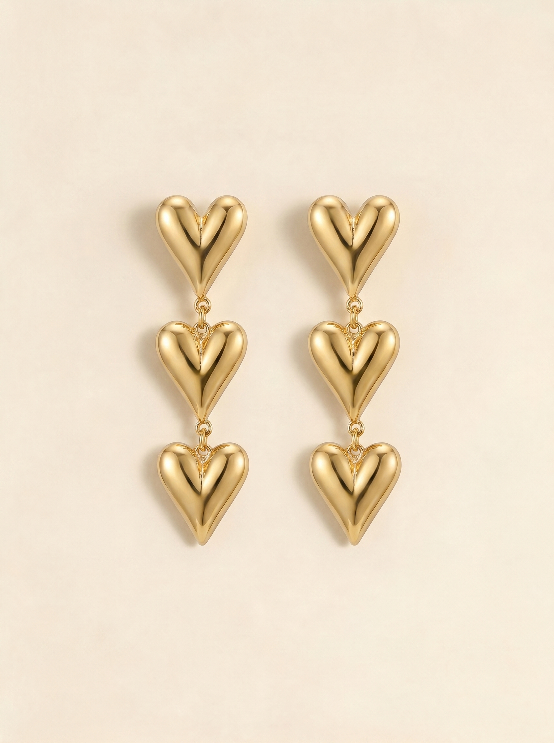 Elegant Three-Heart Dangling Earrings – Chic Party Jewelry