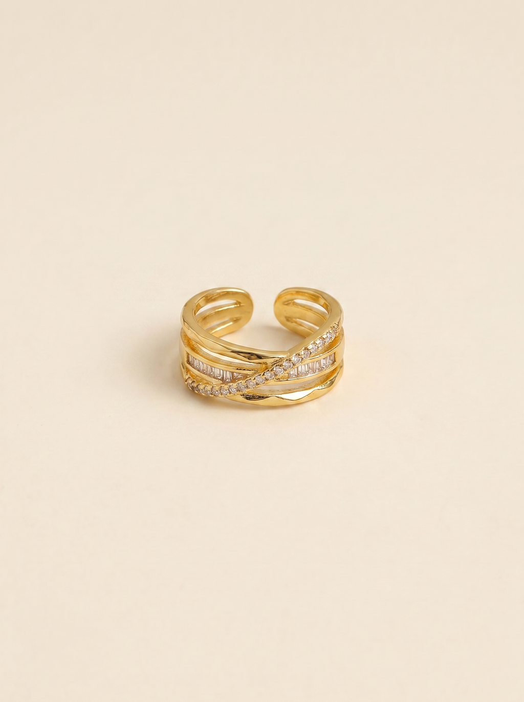 Crisscross Baguette Ring