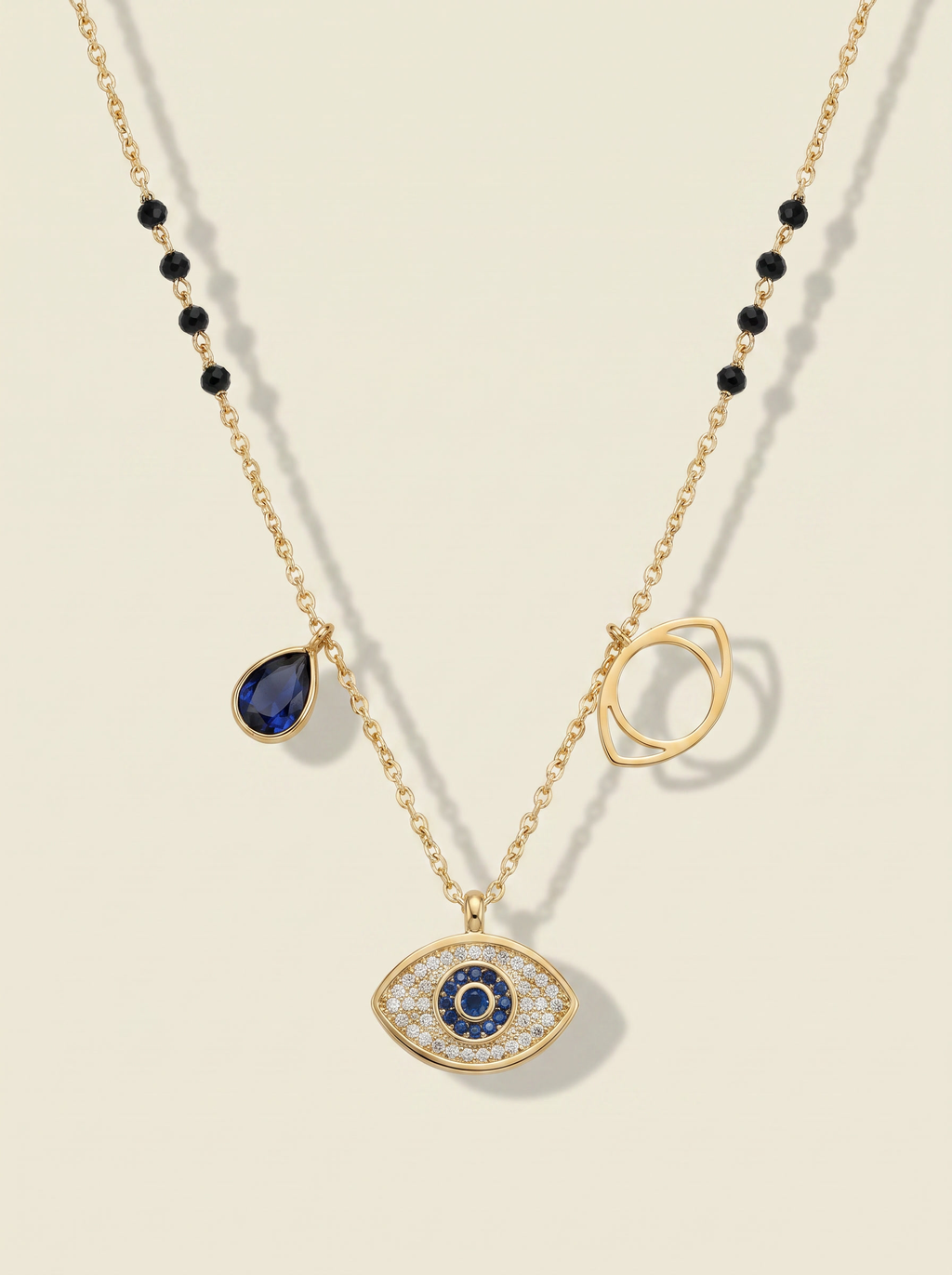 Evil Eye Blue Stone Gold Necklace