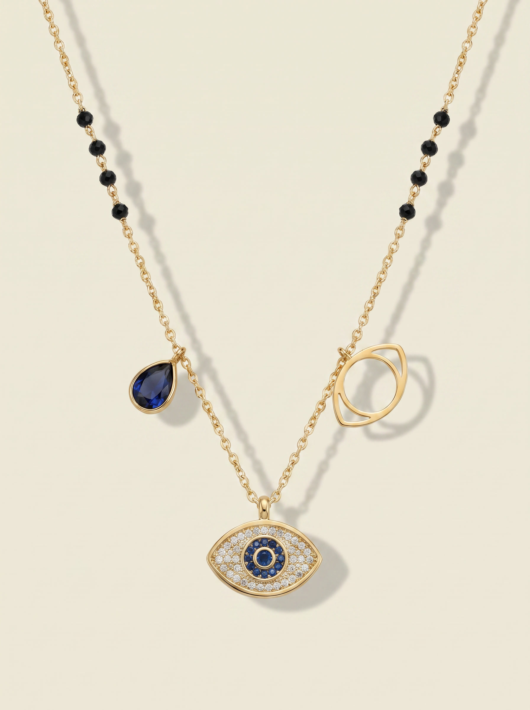 Evil Eye Blue Stone Gold Necklace