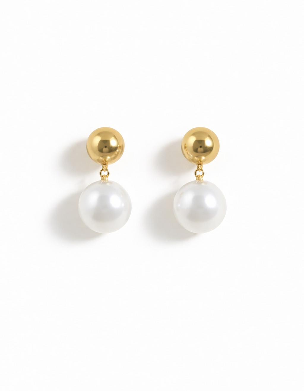Minimal Pearl Drop Gold Stud Earrings