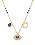 Evil Eye Blue Stone Gold Necklace