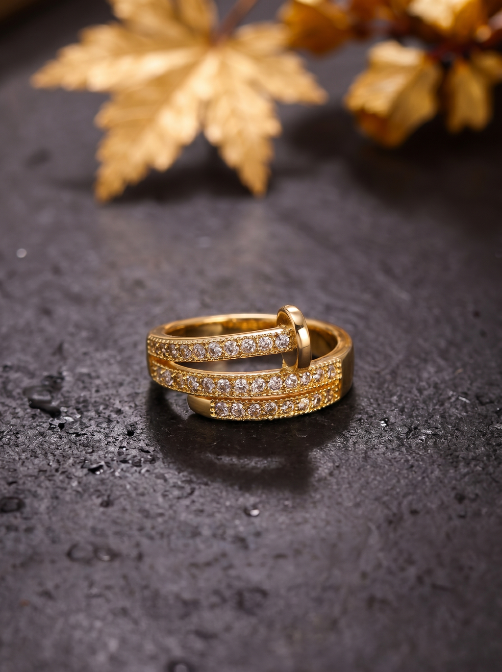 Triple Row Crystal Wrap Ring