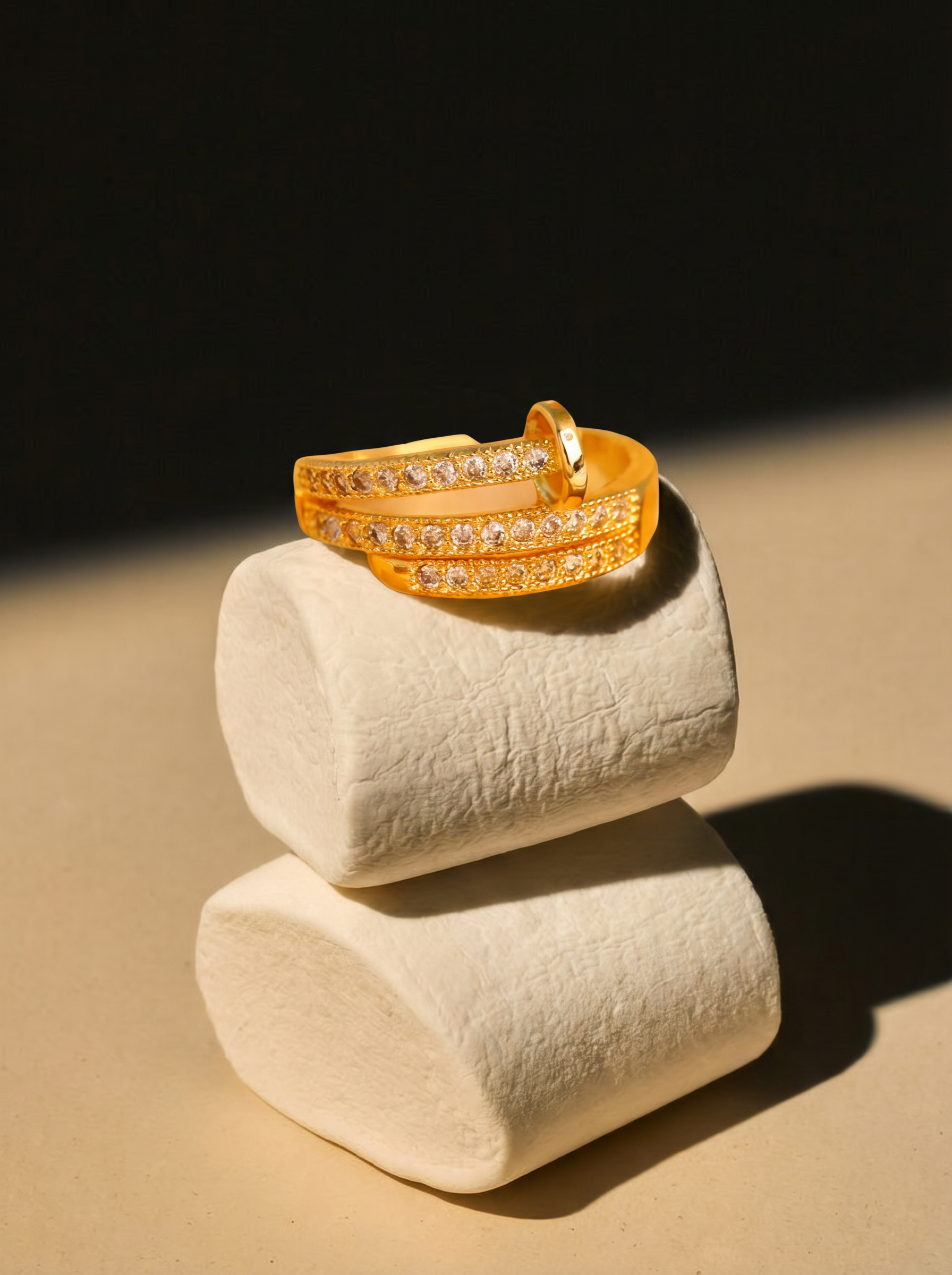 Triple Row Crystal Wrap Ring