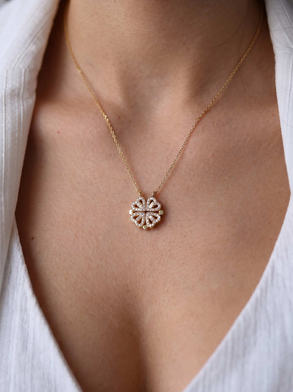 Clover Crystal Pendant Necklace
