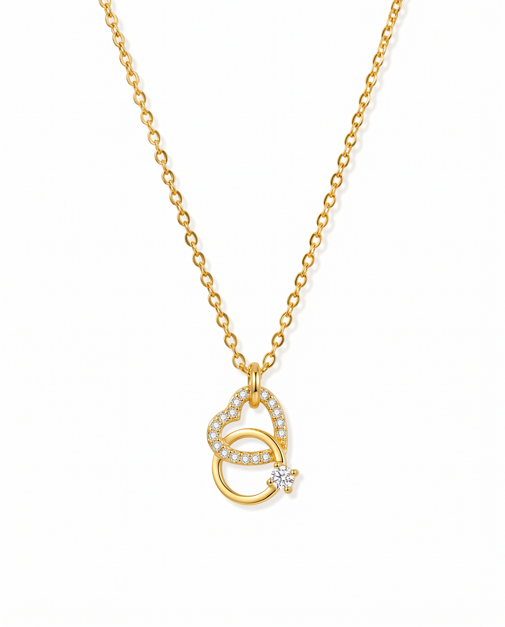 Interlocked Heart Pendant Necklace