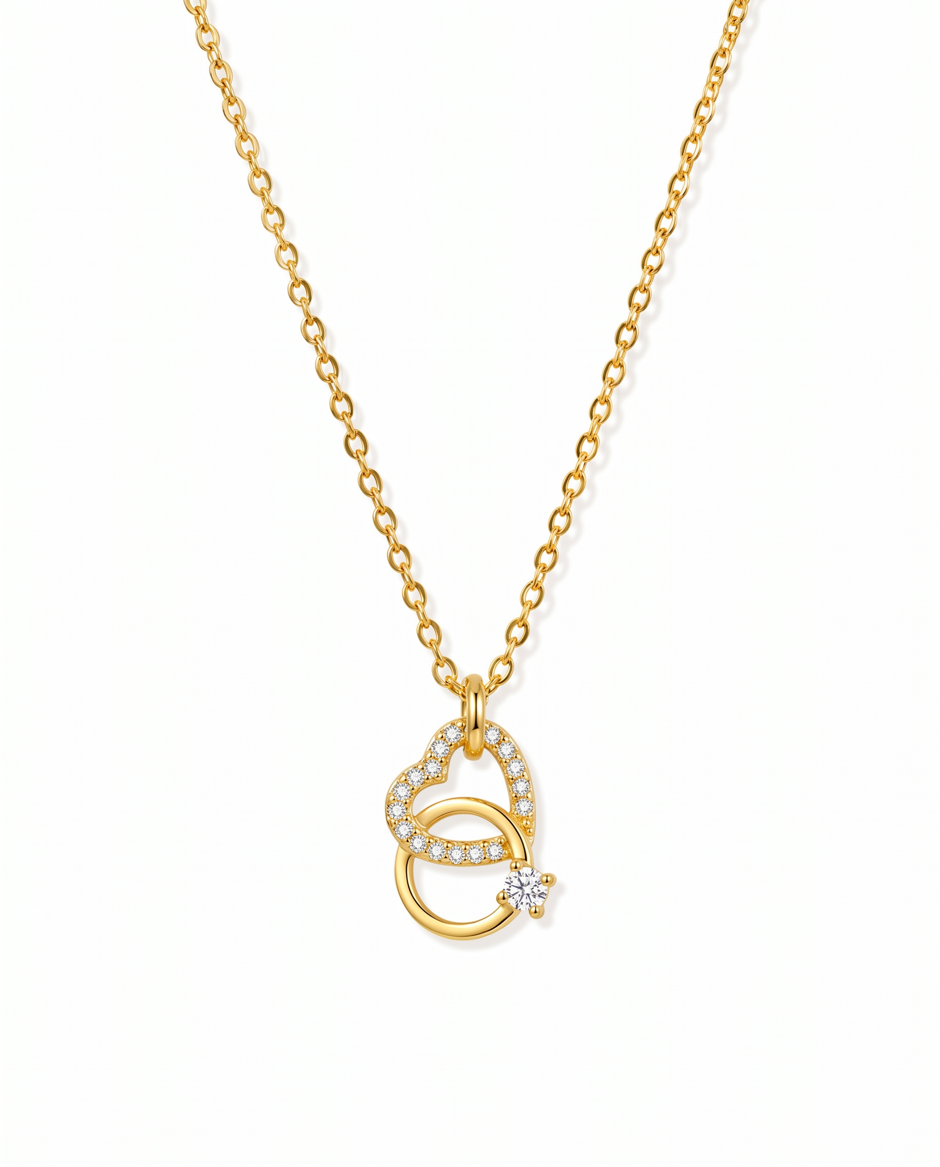 Interlocked Heart Pendant Necklace