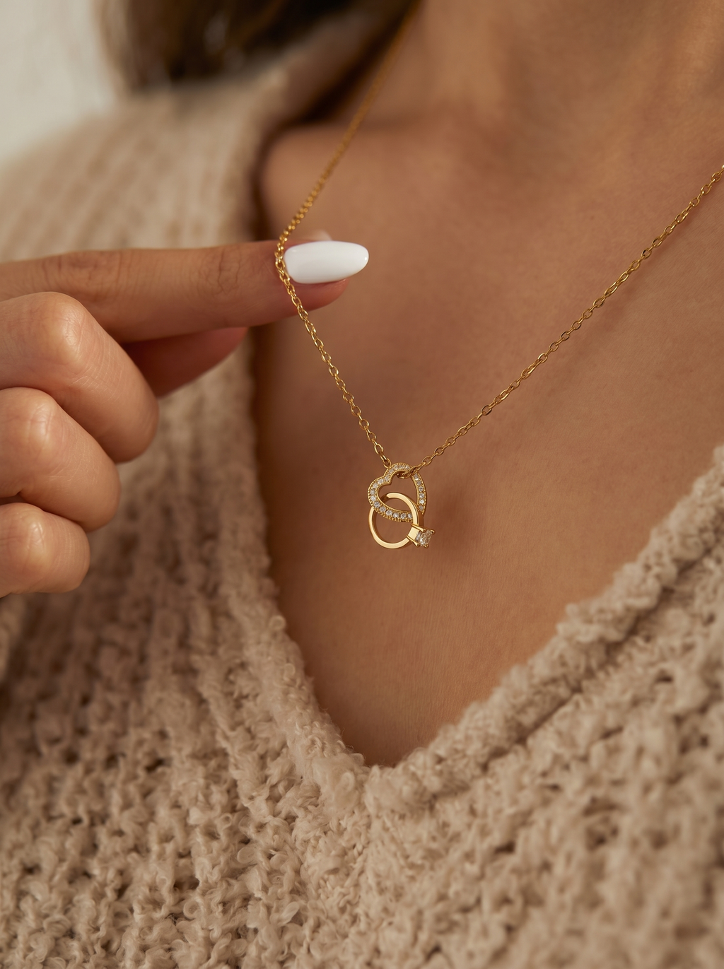 Interlocked Heart Pendant Necklace