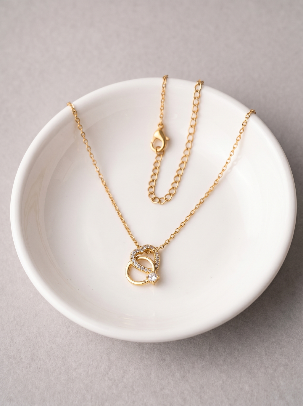 Interlocked Heart Pendant Necklace