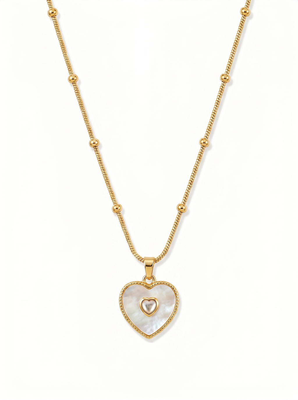 Mother of Pearl Heart Pendant Necklace
