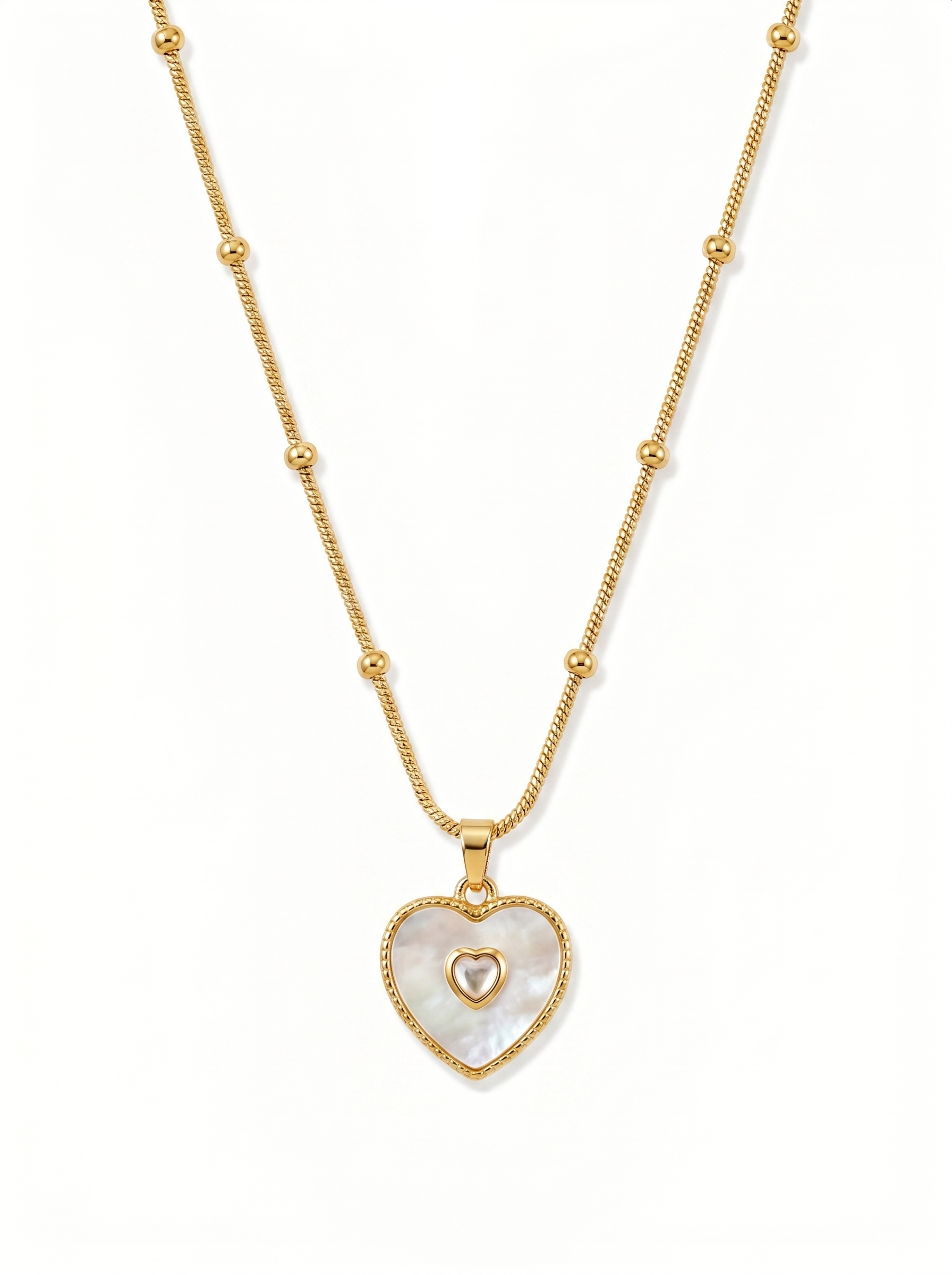 Mother of Pearl Heart Pendant Necklace