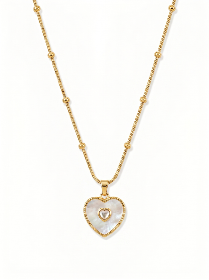 Mother of Pearl Heart Pendant Necklace