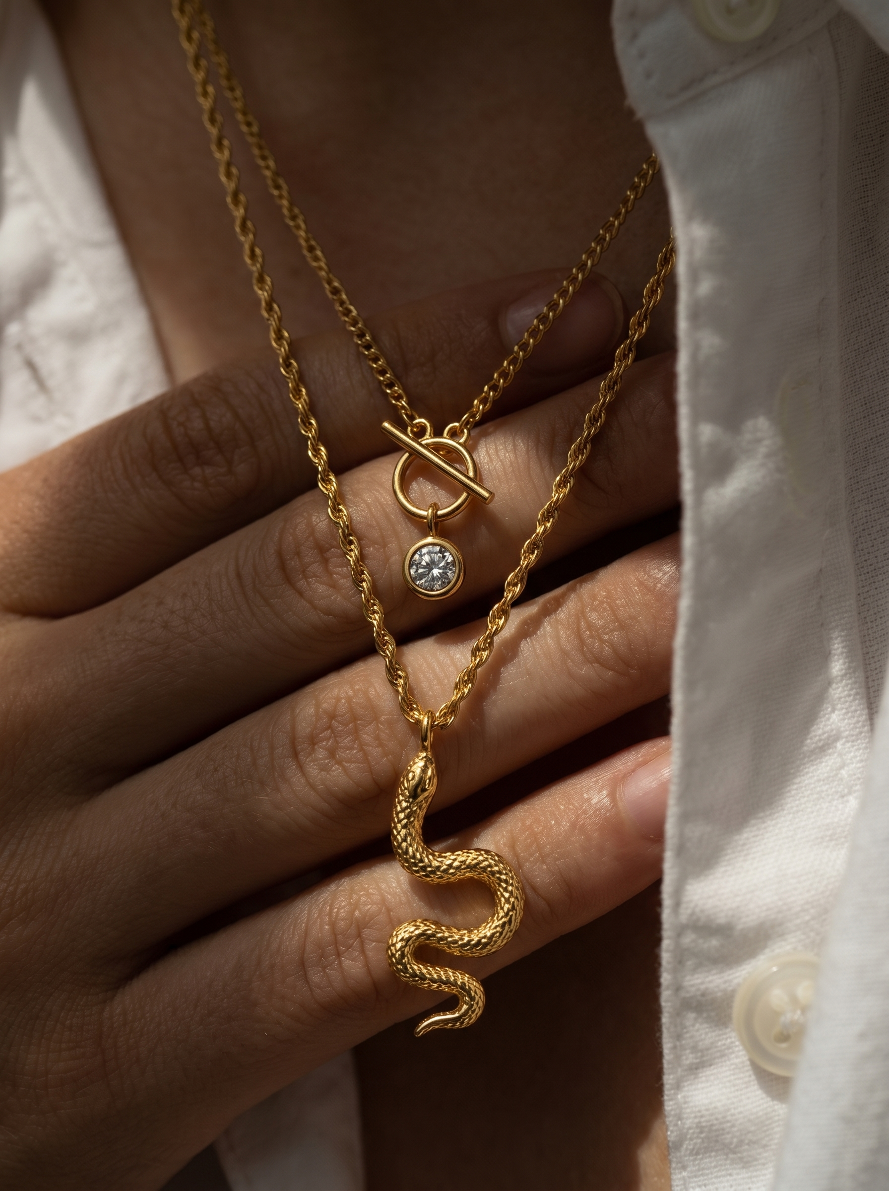 Layered Snake Charm Necklace