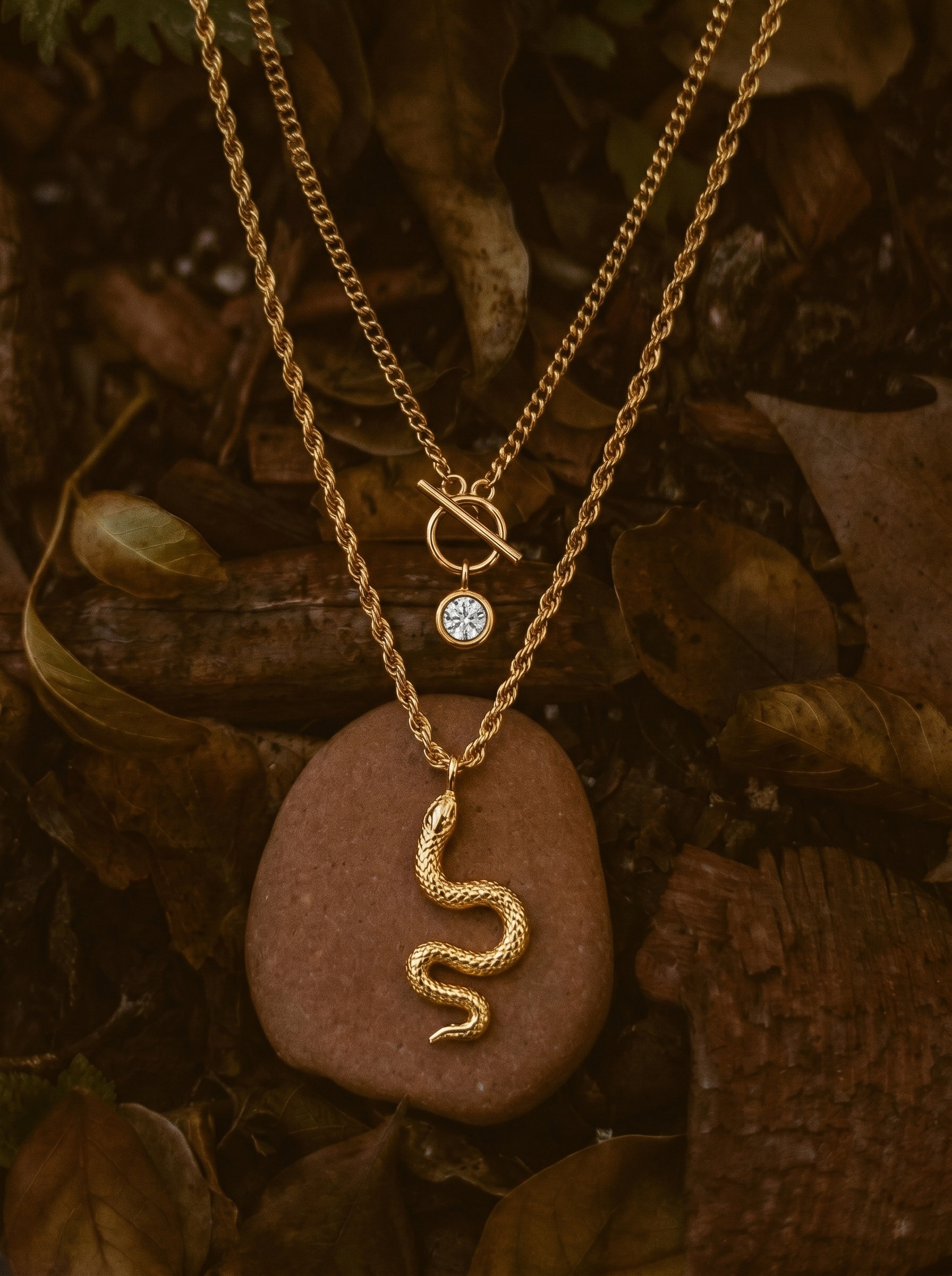 Layered Snake Charm Necklace