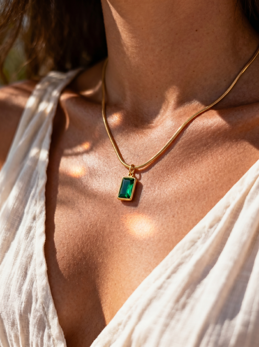 Emerald Cut Pendant Necklace