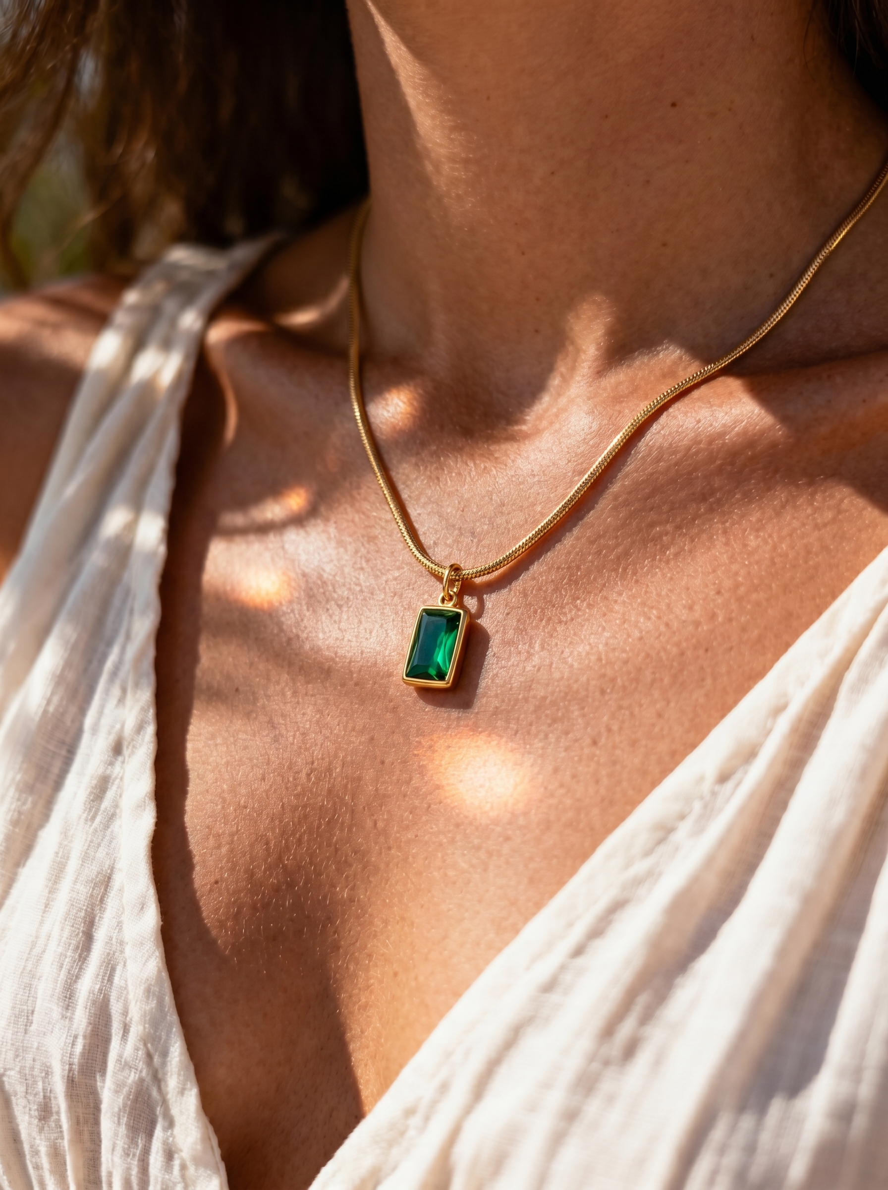 Emerald Cut Pendant Necklace