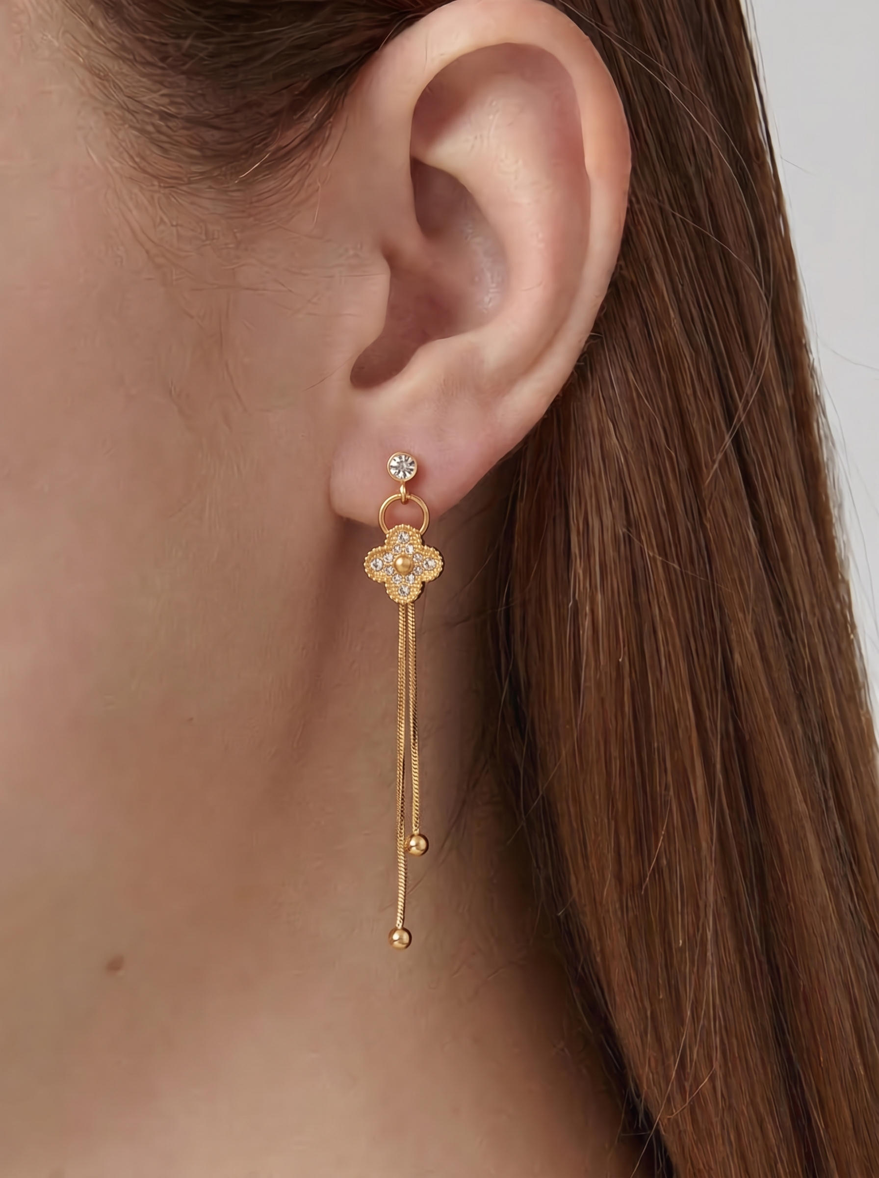 Celeste Clover Tassel Dangler Earrings