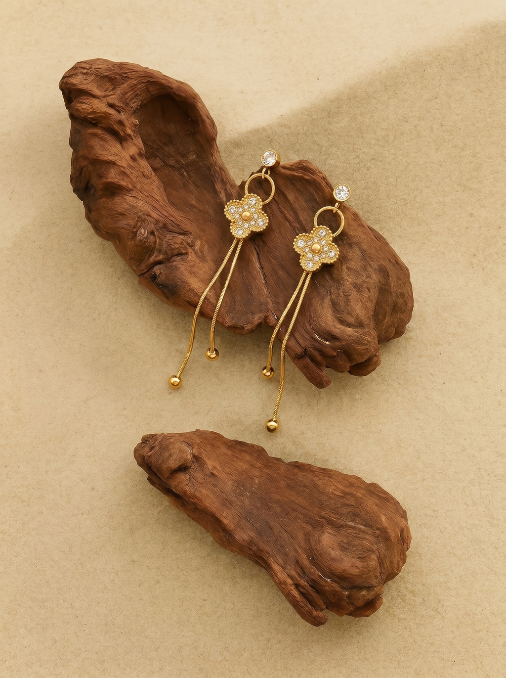 Celeste Clover Tassel Dangler Earrings