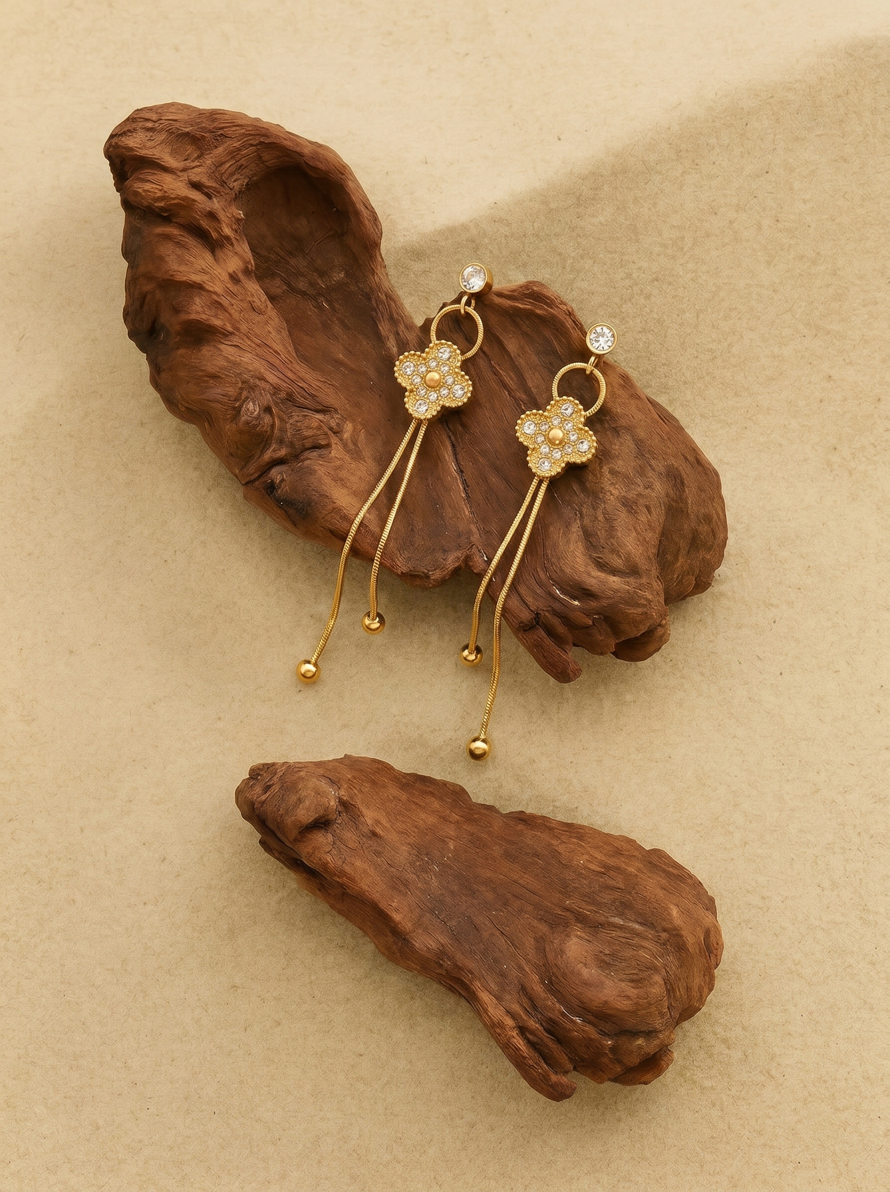 Celeste Clover Tassel Dangler Earrings
