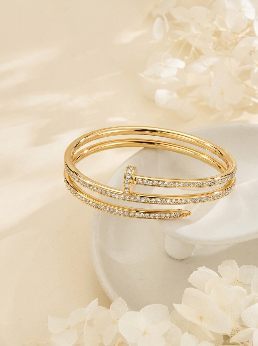 Pave Nail Wrap Gold Bracelet