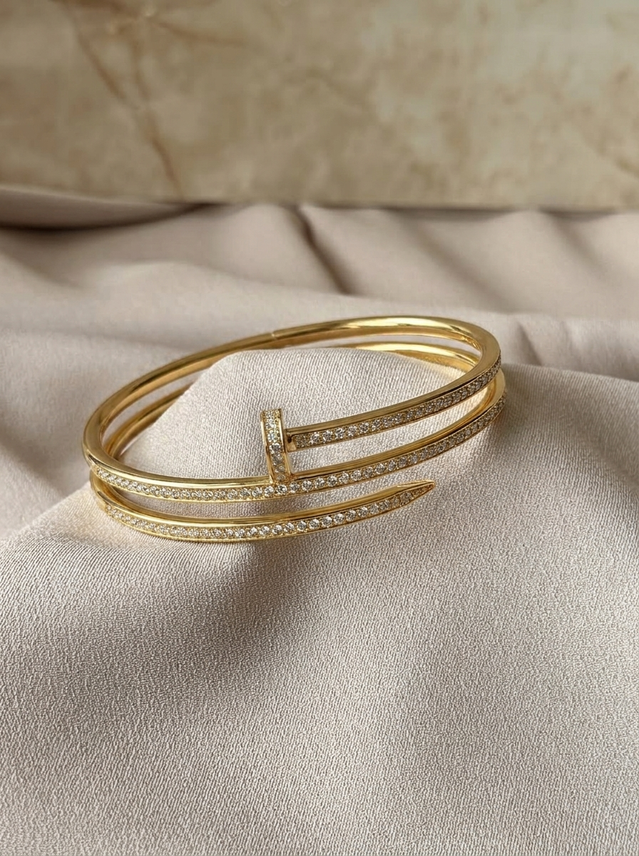 Pave Nail Wrap Gold Bracelet