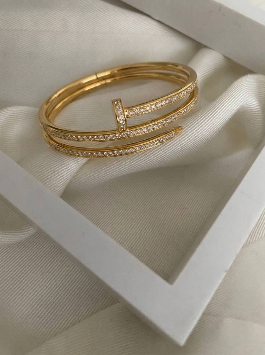 Pave Nail Wrap Gold Bracelet