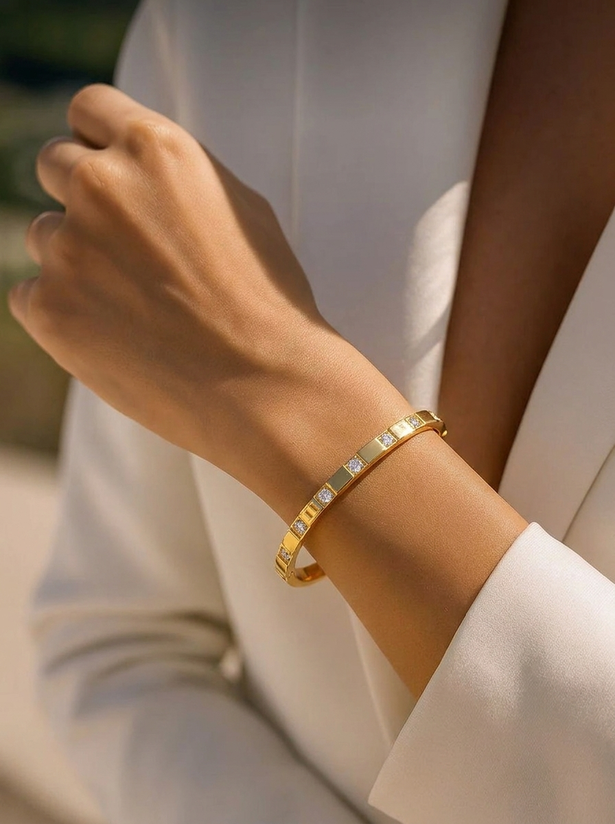 Modern Polished Gold Cuff Bracelet