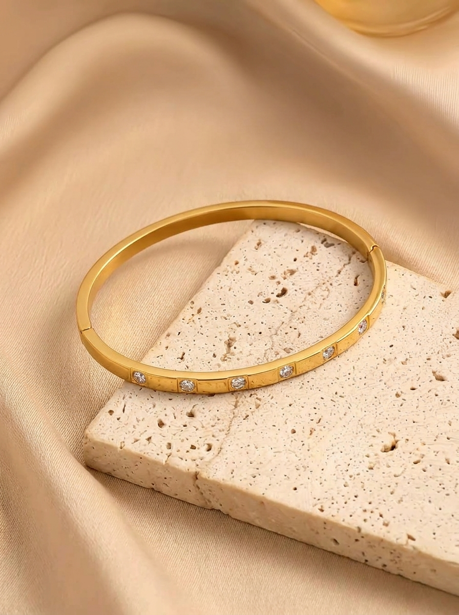 Modern Polished Gold Cuff Bracelet