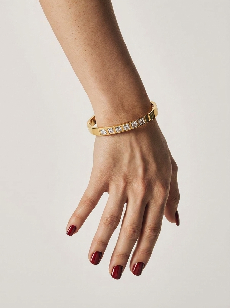 Classic Gold Plated Diamond Statement Bracelet