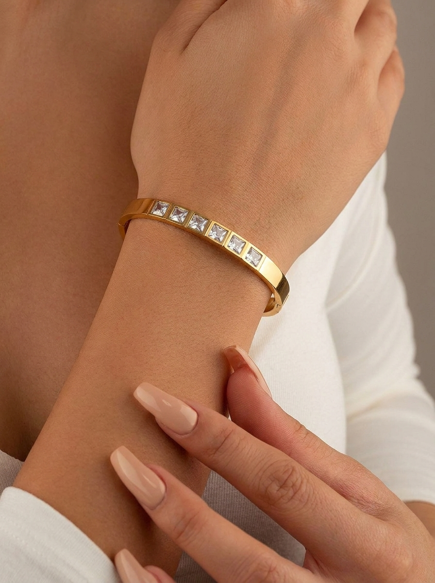 Classic Gold Plated Diamond Statement Bracelet