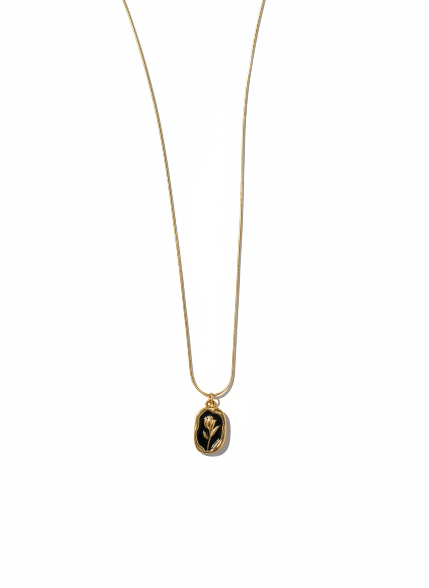 Vintage Floral Enamel Pendant Necklace