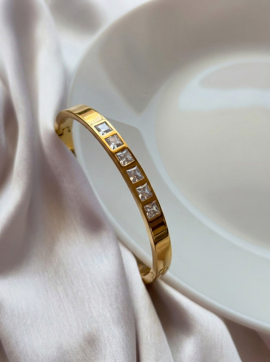 Classic Gold Plated Diamond Statement Bracelet