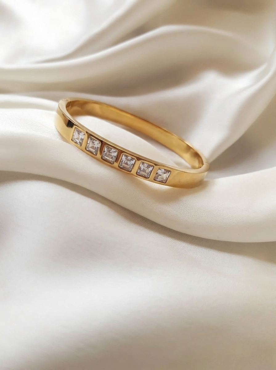 Classic Gold Plated Diamond Statement Bracelet