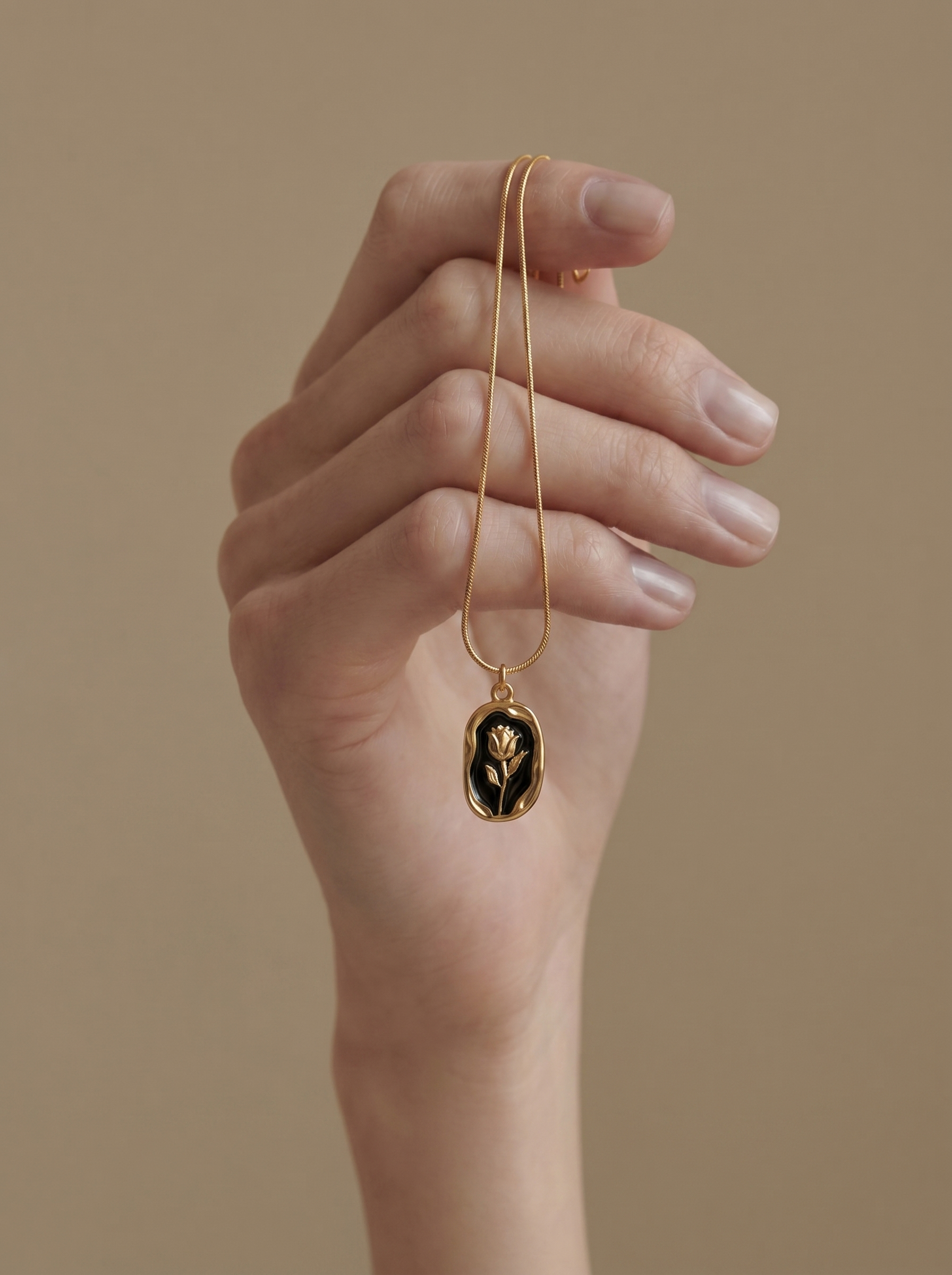 Vintage Floral Enamel Pendant Necklace