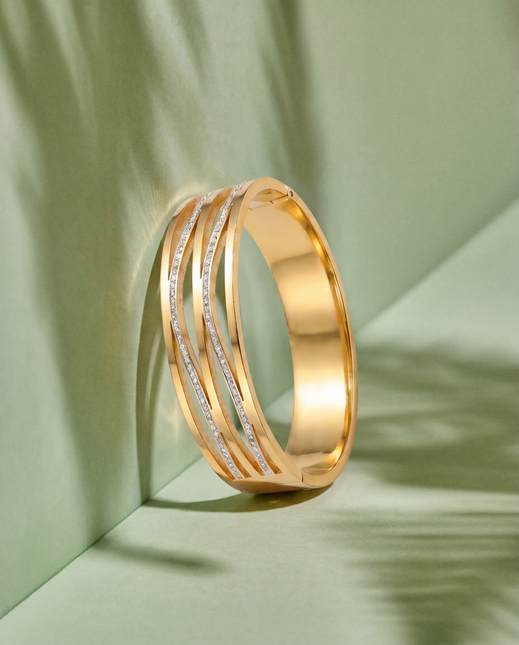 Multi Layer Diamond Wave Statement Cuff Bracelet