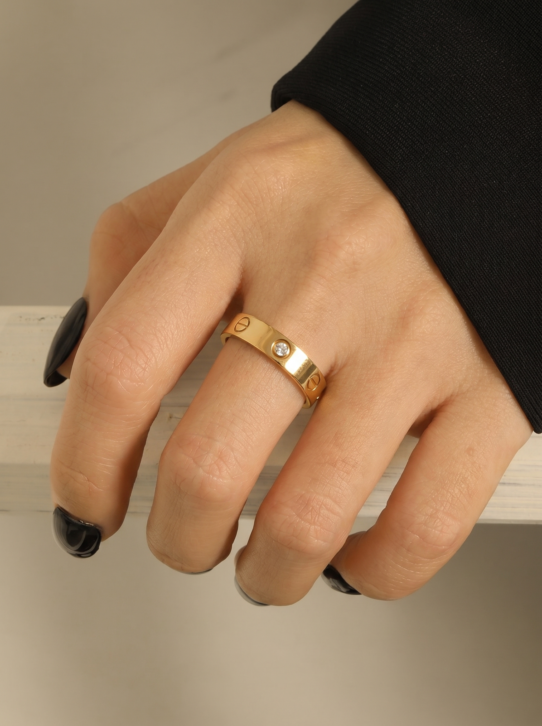 Screw Motif Diamond Band Ring