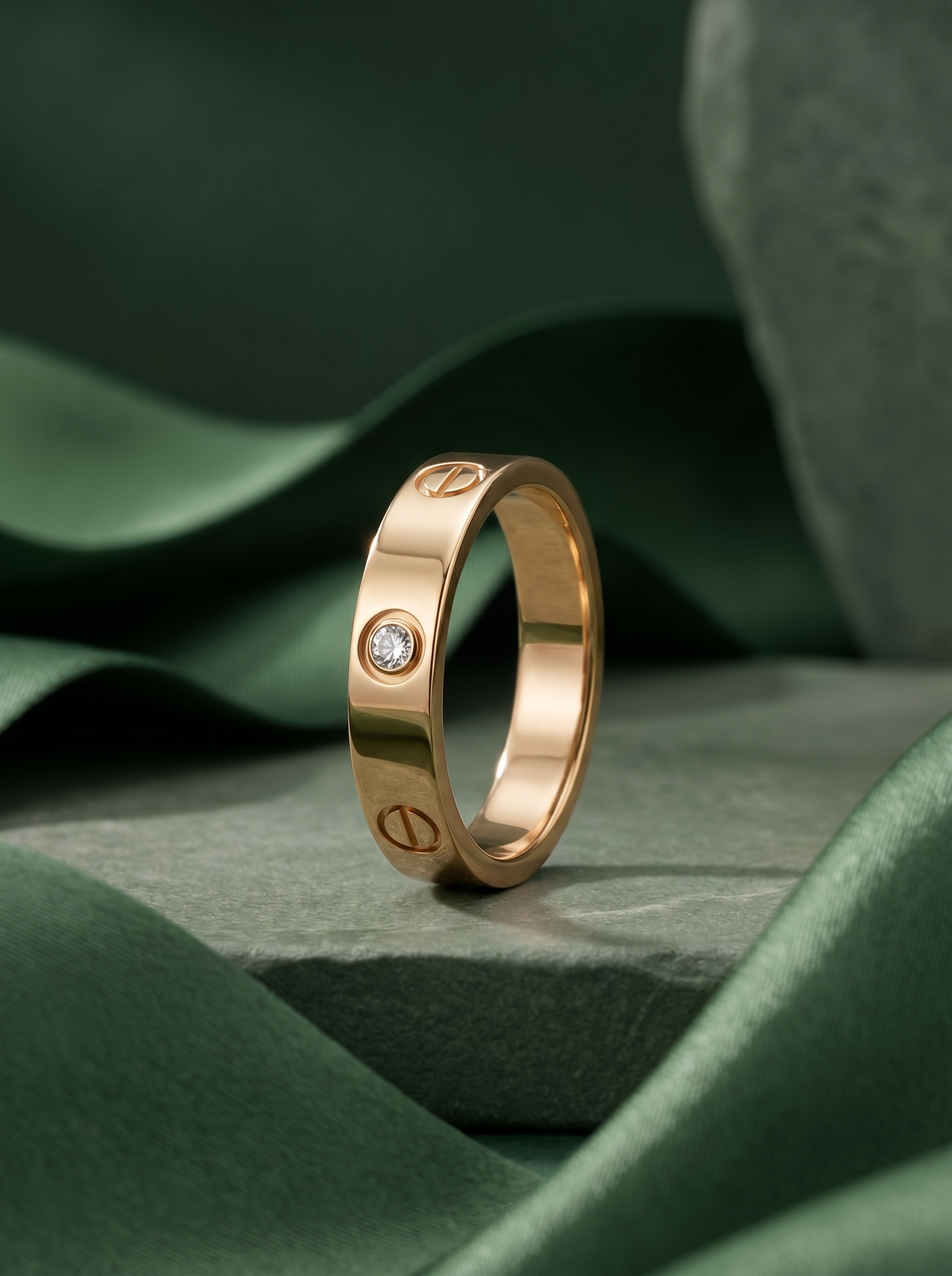 Screw Motif Diamond Band Ring