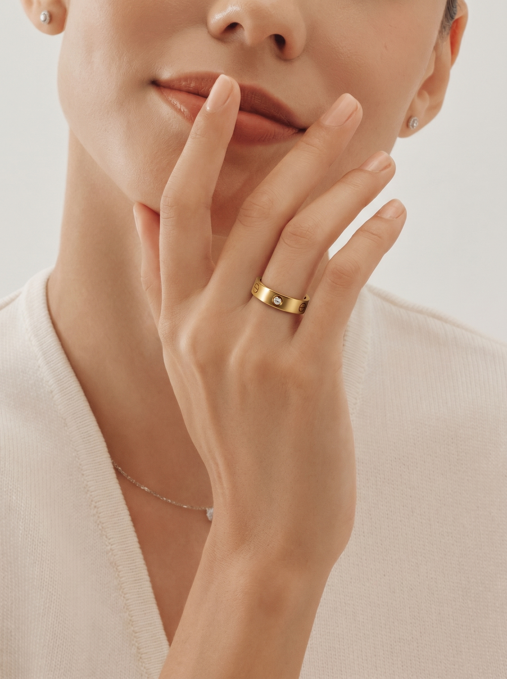 Screw Motif Diamond Band Ring