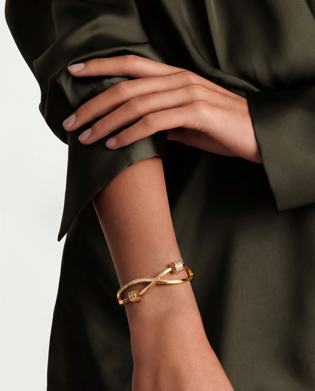 Infinity Twist Diamond Accent Cuff Bracelet