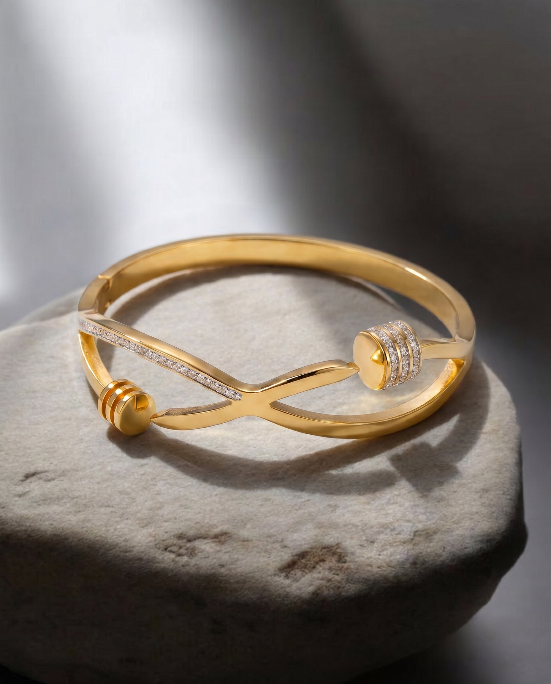 Infinity Twist Diamond Accent Cuff Bracelet
