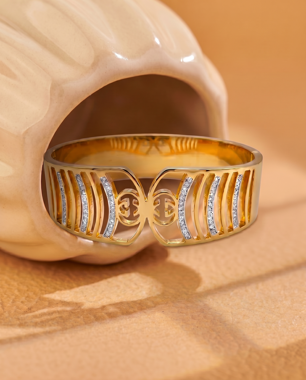 Geometric Diamond Line Statement Cuff Bracelet