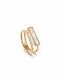 Dual Band Pearl Bar Diamond Ring