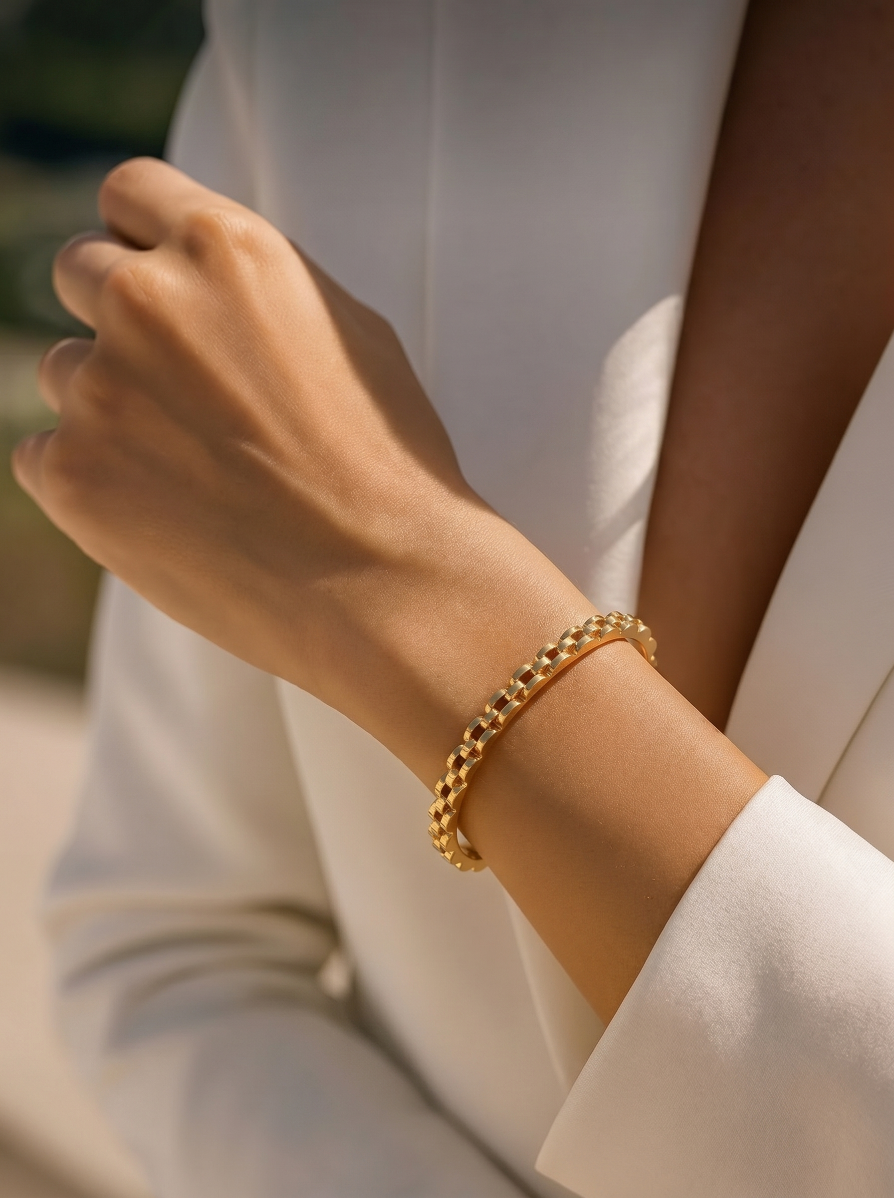 Prestige Gold Tile Link Bracelet