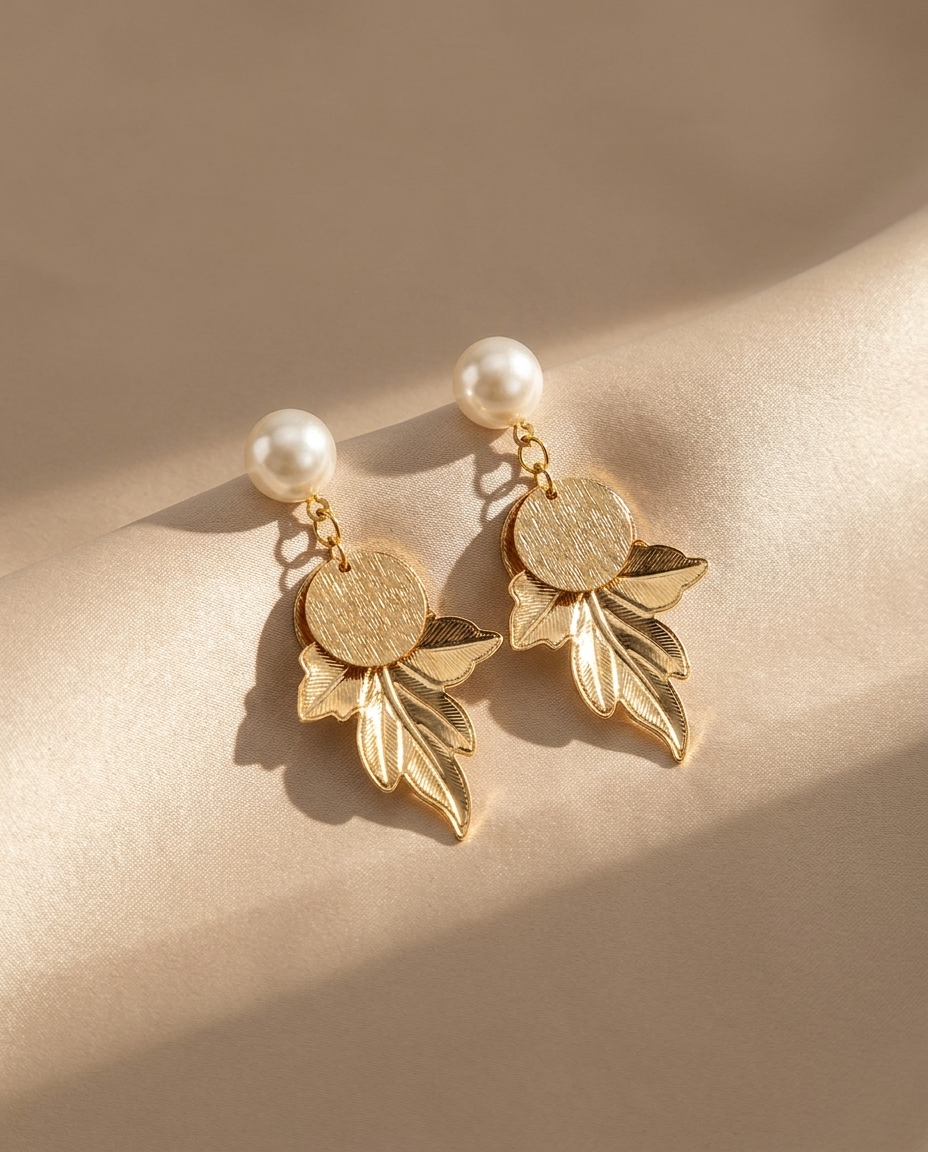 Pearl Leaf Drop Earrings