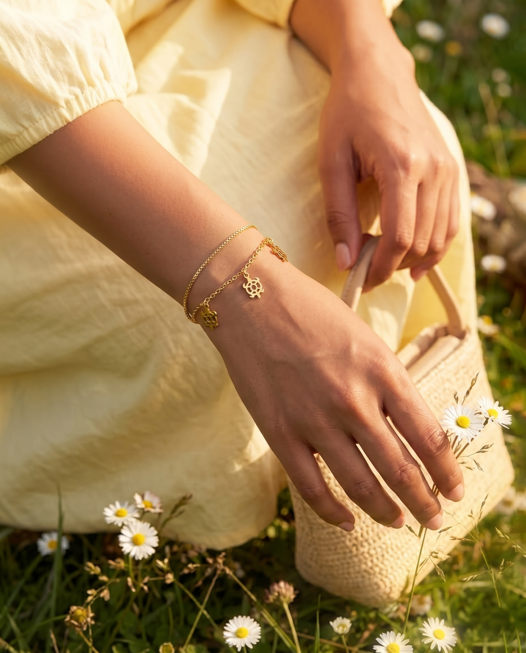 Floral Charm Layered Bracelet