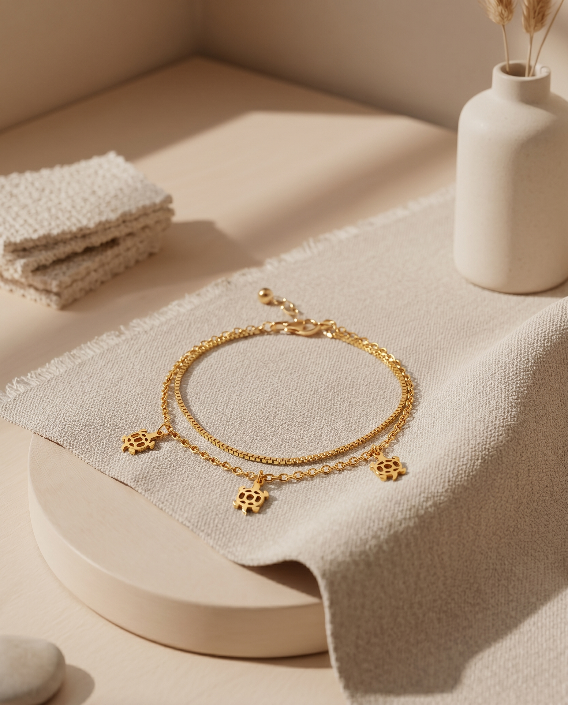 Floral Charm Layered Bracelet
