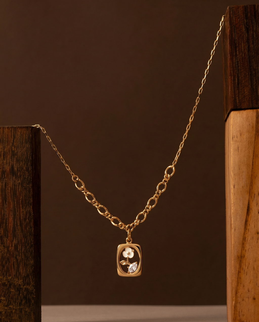 Floral Crystal Charm Necklace