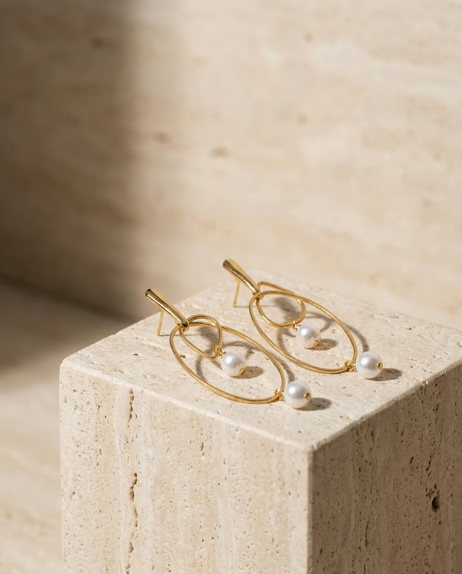 Pearl Orbit Drop Earrings