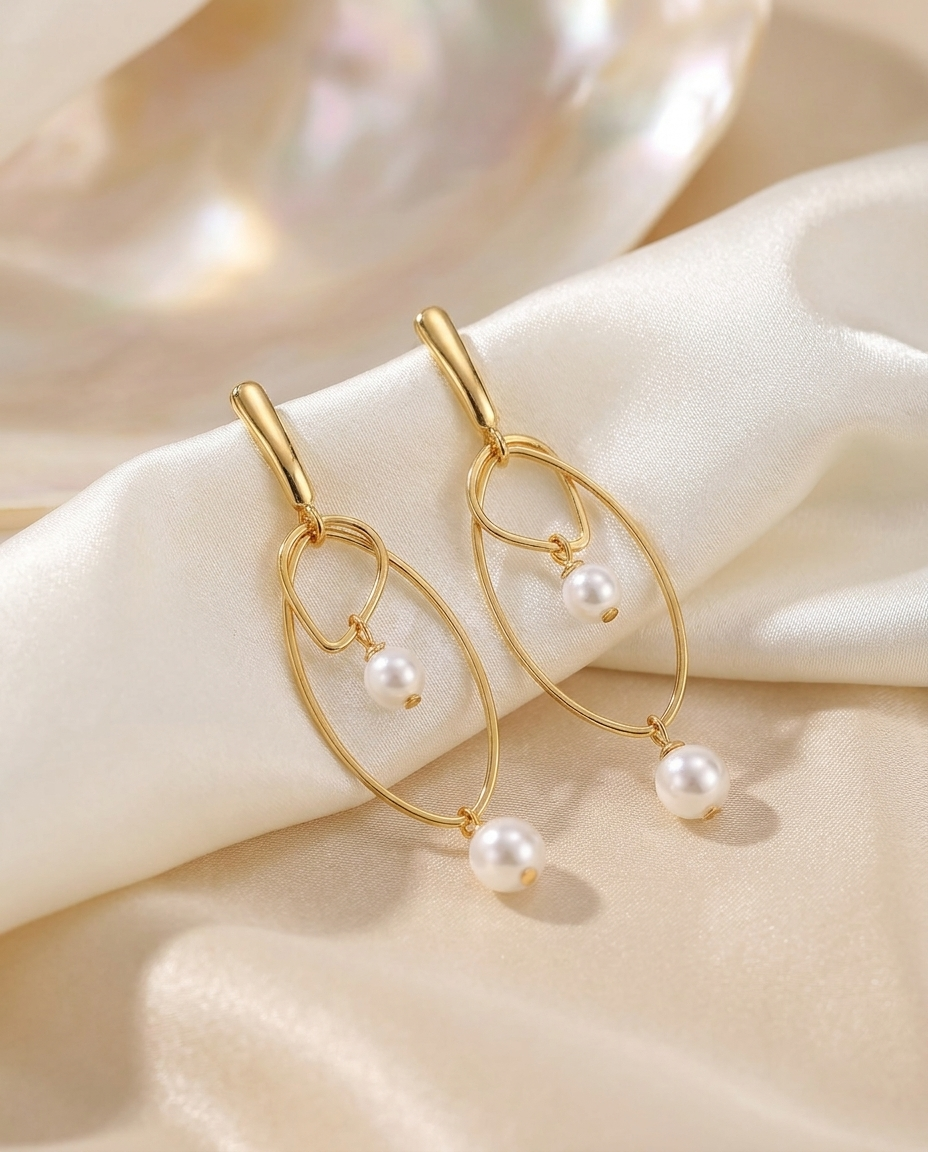 Pearl Orbit Drop Earrings